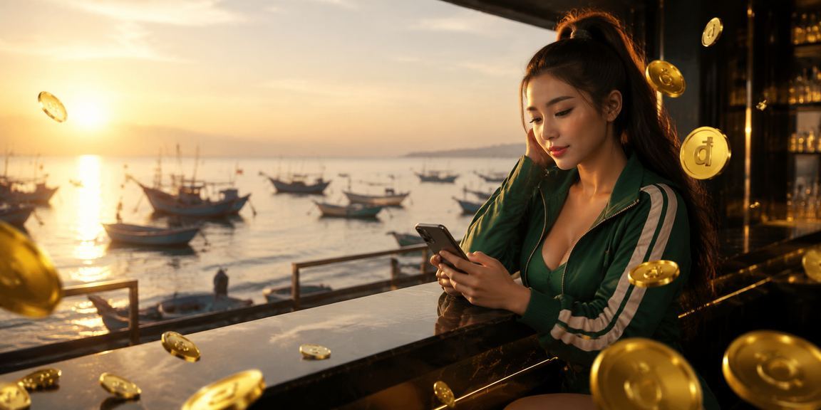 Cảnh bãi biển Mũi Né yên bình, gợi liên tưởng đến hoạt động giải trí trực tuyến thoải mái khi đi du lịch