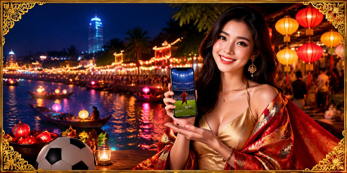 Người dùng tại Nha Trang chơi casino di động vào buổi tối tại khu chợ đêm sôi động
